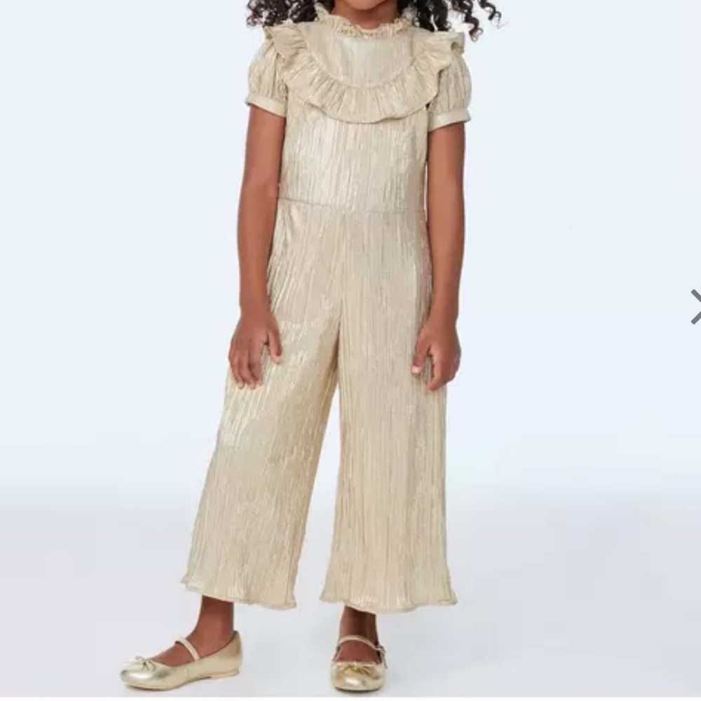 Janie and Jack Gold Pleated Ruffle Jumpsuit